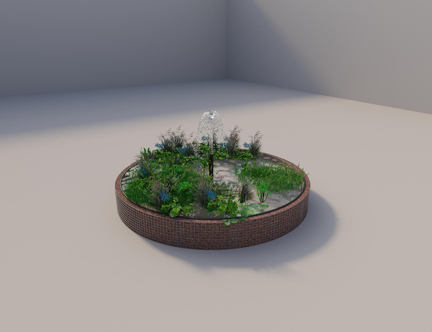 Gabion upphöjd damm rund, ytterdiameter 382 cm, höjd 50 cm, maskstorlek 5 x 5 cm, väggtjocklek 15 cm