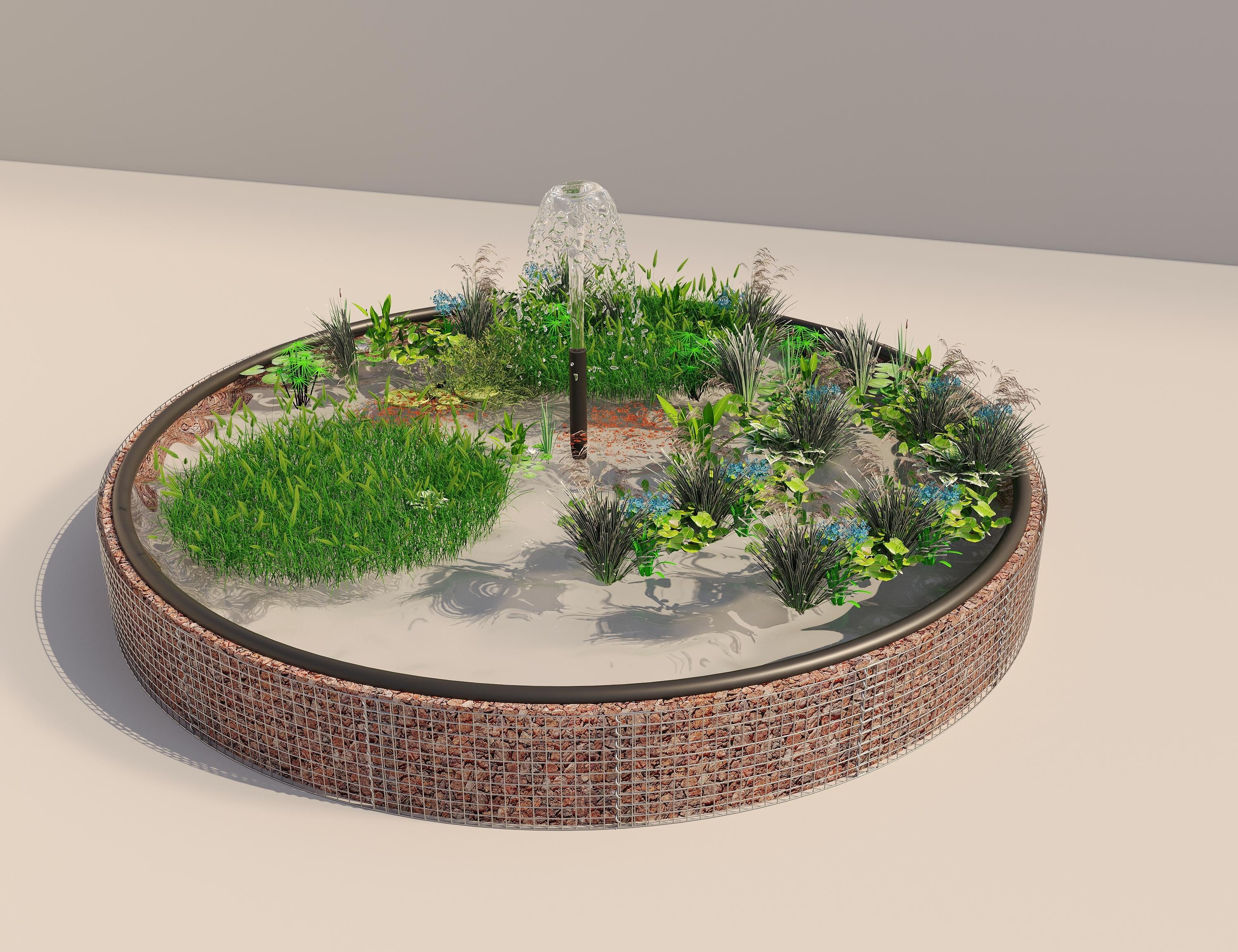Gabion verhoogde vijver, rond, buitendiameter 472 cm, hoogte 50 cm, maaswijdte 5 x 5 cm, wanddikte 15 cm