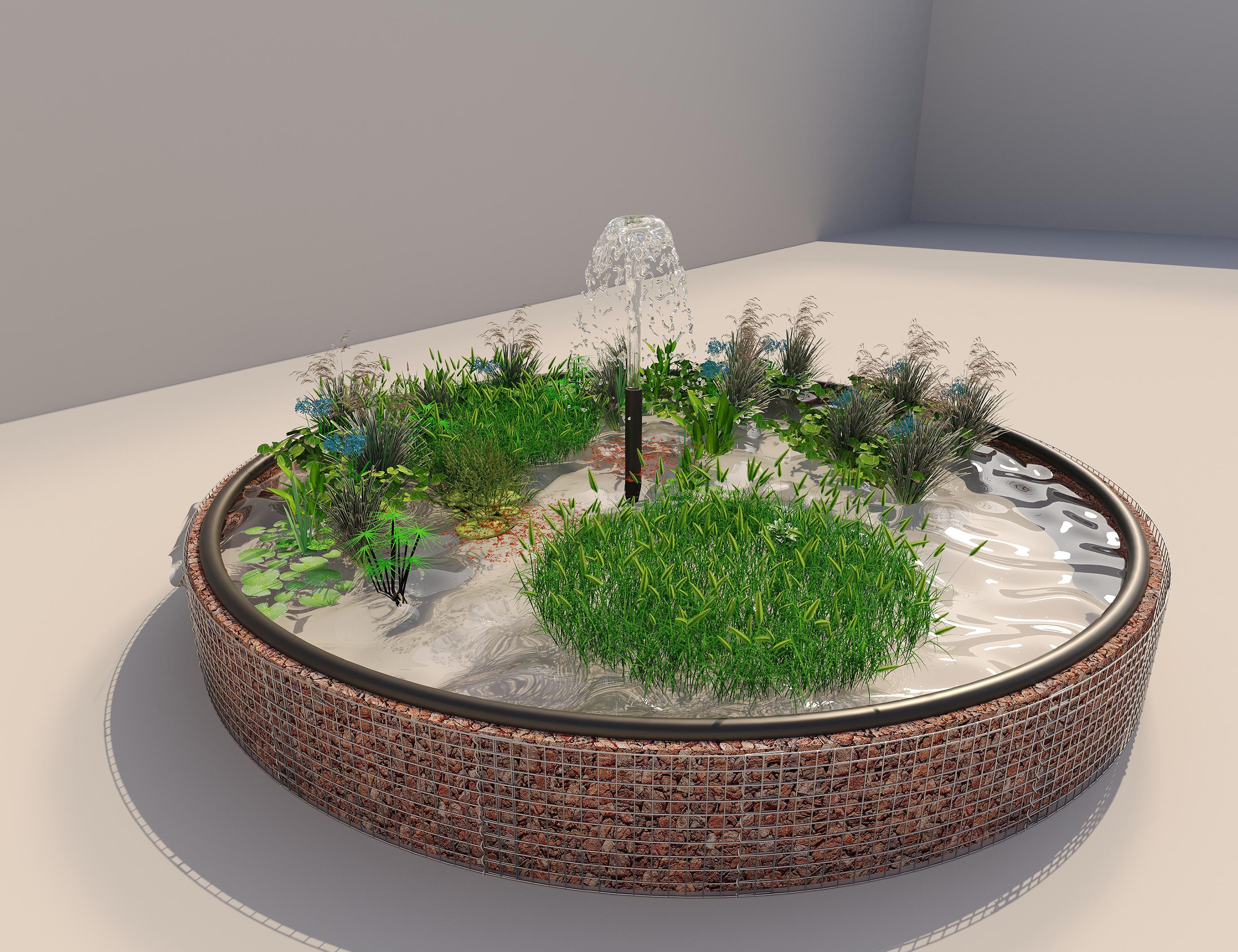 Gabion verhoogde vijver, rond, buitendiameter 472 cm, hoogte 50 cm, maaswijdte 5 x 5 cm, wanddikte 15 cm