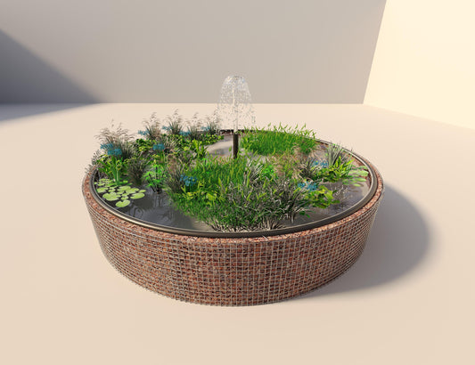 Gabion raised pond round, outer diameter 472 cm, height 80 cm, mesh size 5 x 5 cm, wall thickness 15 cm