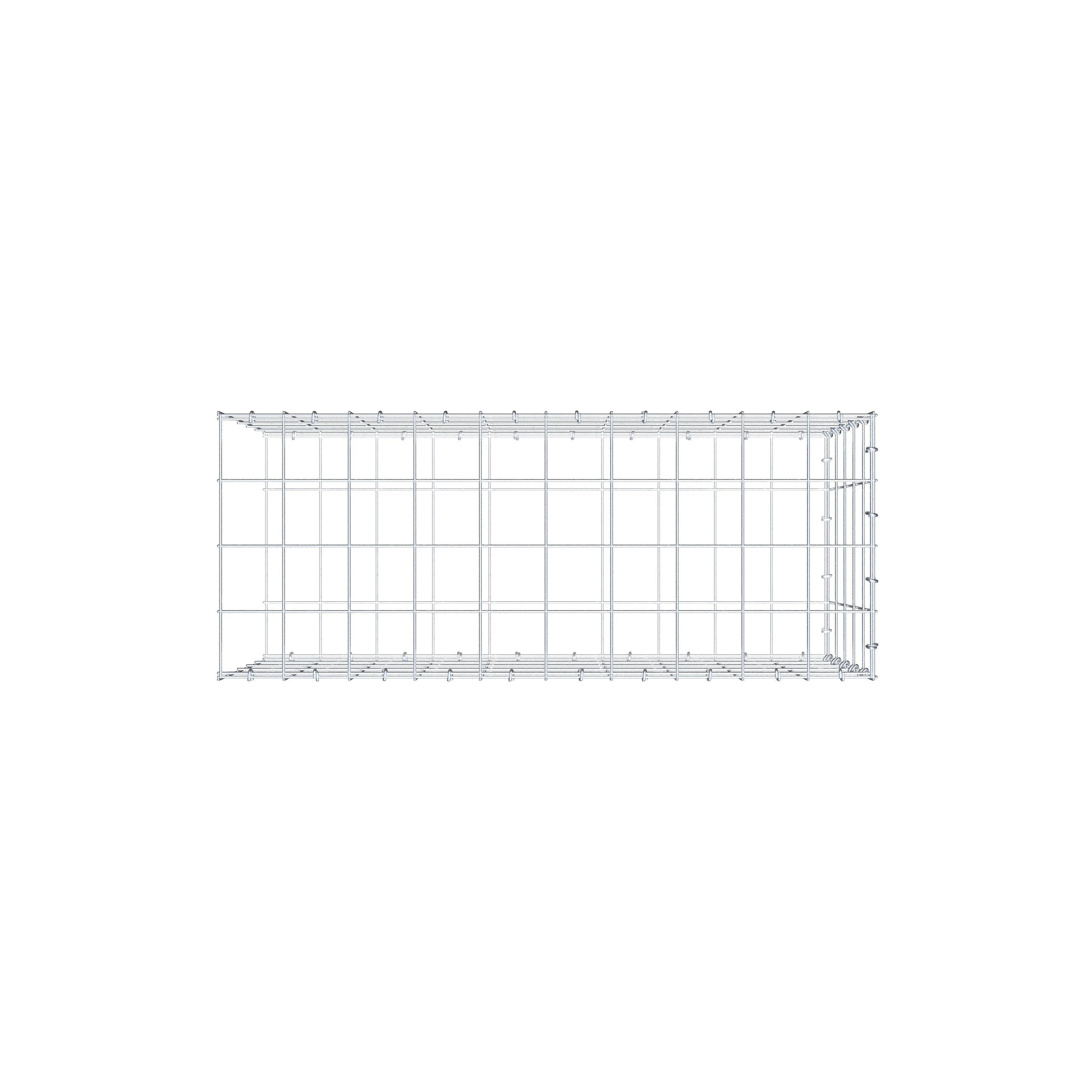 Typ 2 påbyggnadsgabion 100 cm x 50 cm x 40 cm (L x H x D), maskstorlek 10 cm x 10 cm, C-ring