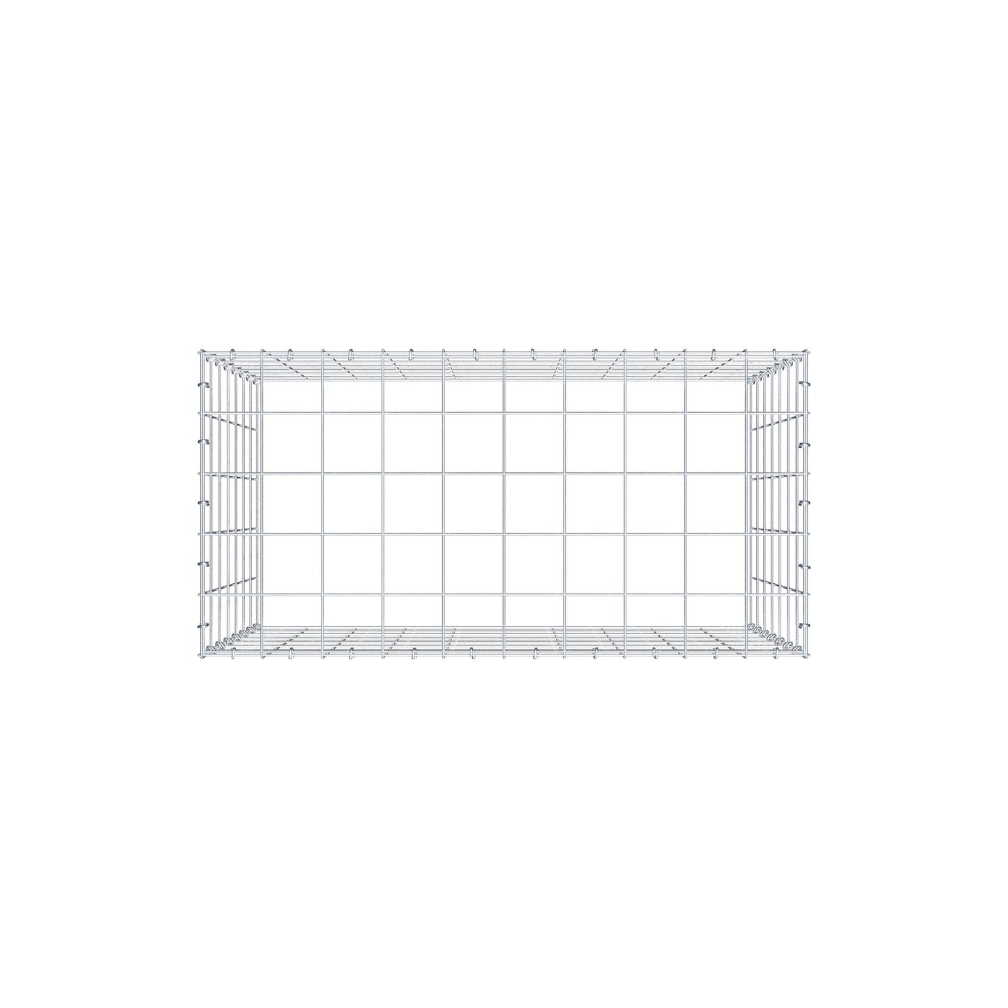 Monteret gabion type 3 100 cm x 70 cm x 50 cm (L x H x D), maskestørrelse 10 cm x 10 cm, C-ring