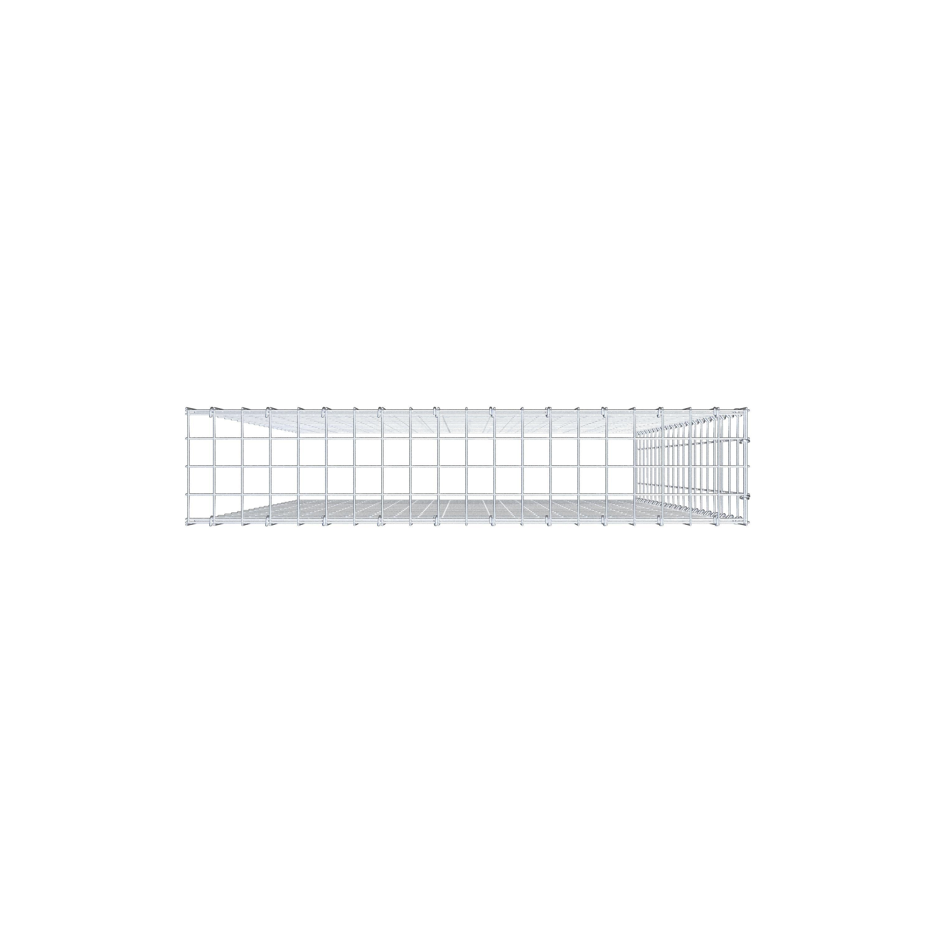Opbouw schanskorf type 4 200 cm x 100 cm x 20 cm (L x H x D), maaswijdte 5 cm x 10 cm, C-ring
