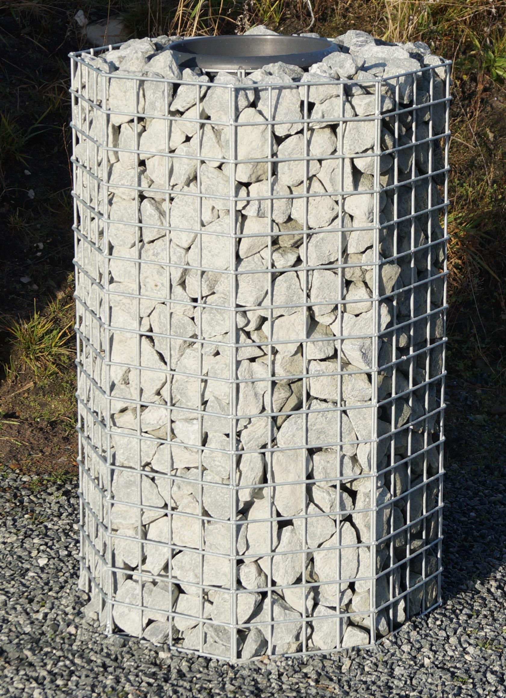 Columna de flor octogonal, altura 82 cm, MW 5 x 5 cm, galvanizada en caliente incl. maceta