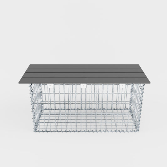 Banco de jardín de gaviones en espiral 105 x 50 x 40 cm - MW 5 x 10 cm, con encimera reciclada en antracita