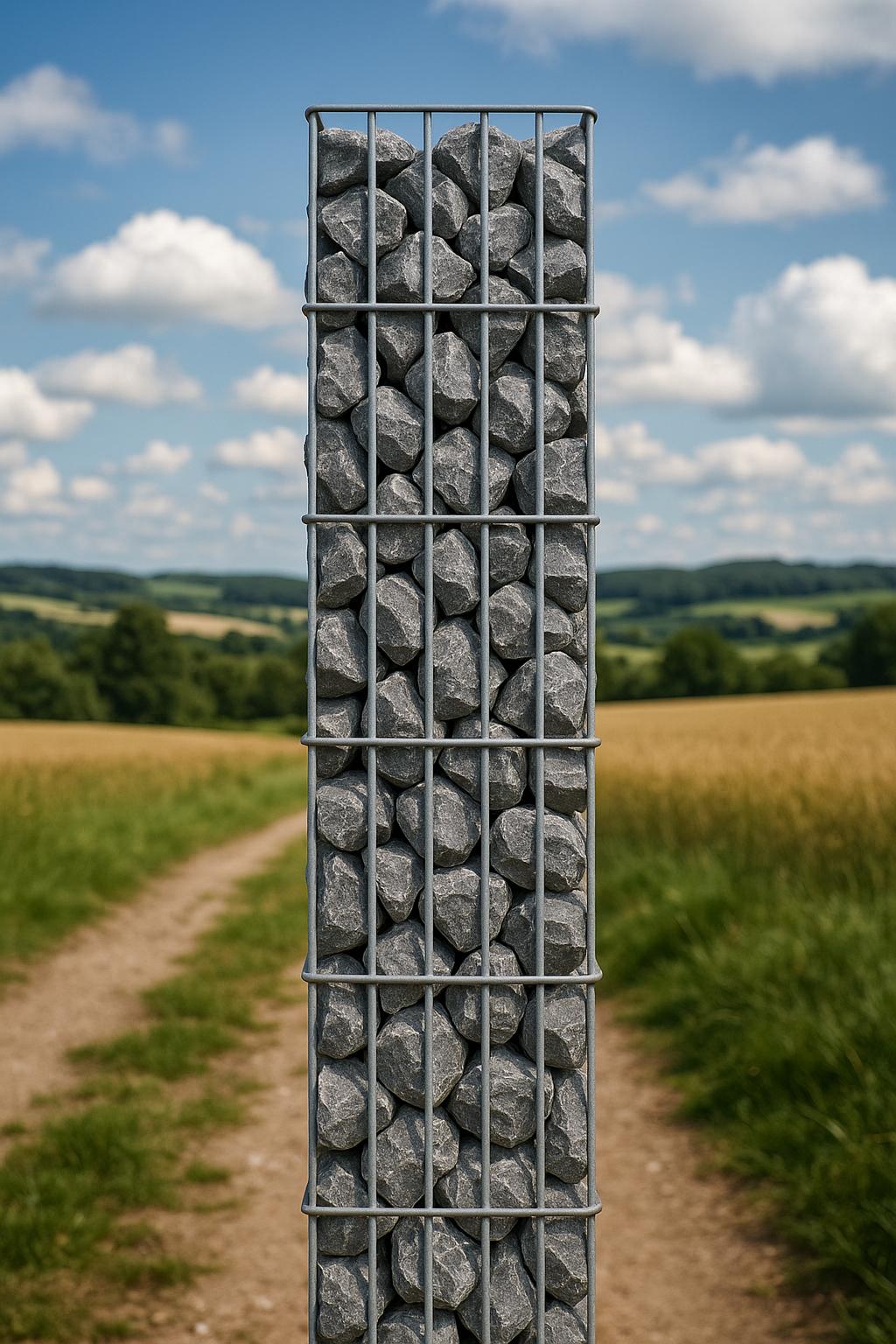 Rectangular hot-dip galvanized gabion column, 27.3 cm x 27.3 cm, 200 cm high, MW 5 cm x 20 cm, 8/6 mm wire