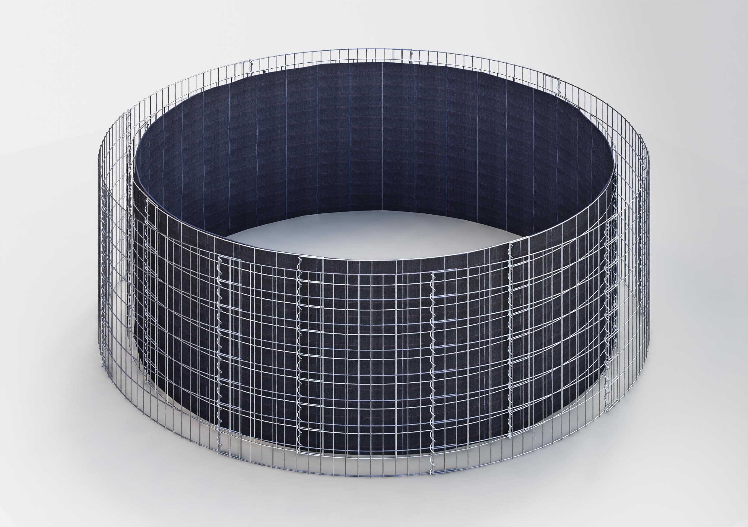 Rond verhoogd bed, buitendiameter 502 cm, hoogte 80 cm, maaswijdte 5 x 5 cm, wanddikte 15 cm