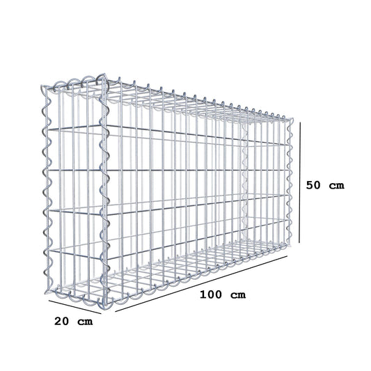 Set of 2 gabions 100 cm x 50 cm x 20 cm (L x H x D), mesh size 5 x 10 cm, spiral