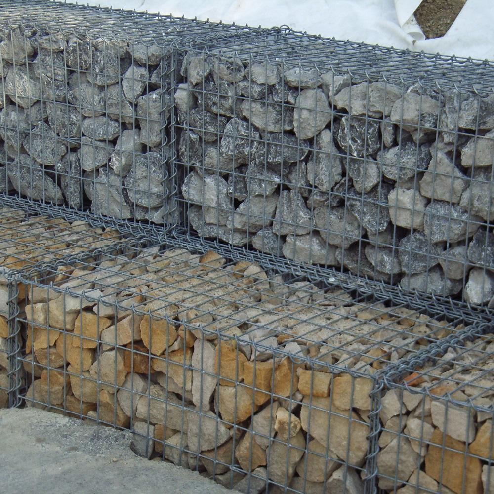Set of 2 gabions 100 cm x 50 cm x 50 cm (L x H x D), mesh size 5 x 10 cm, spiral
