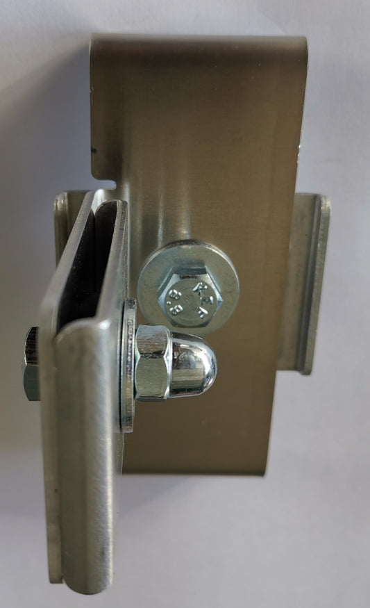 Abrazadera con soporte de valla 5 x 10 cm para tela metálica doble, aluminio