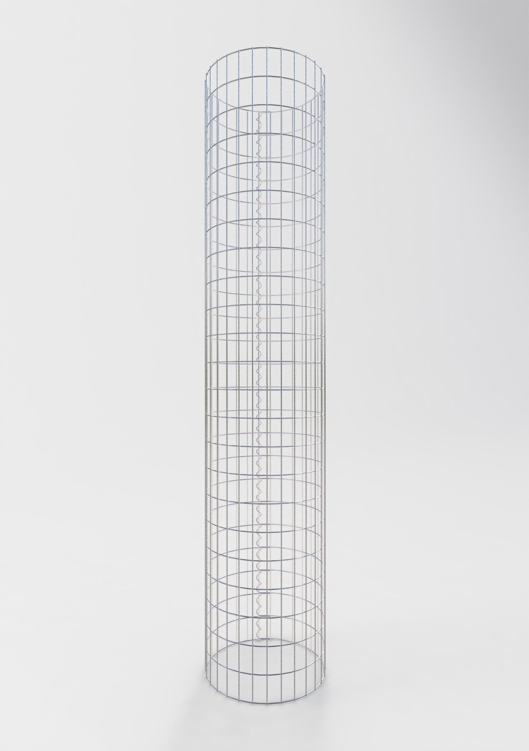 Coluna de gabião com diâmetro de 47 cm, malha redonda de 5 x 10 cm