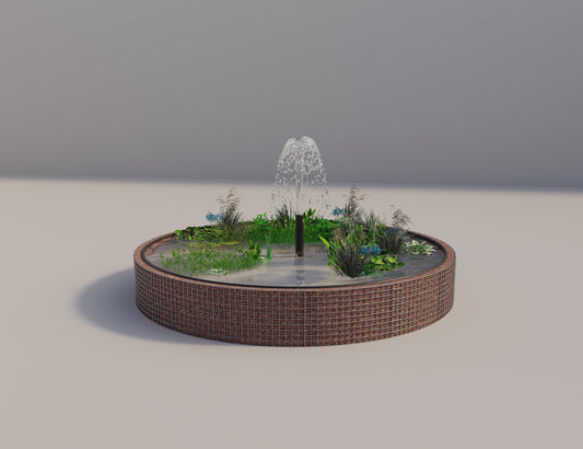 Gabionen Hochteich rund, Außendurchmesser 352 cm, Höhe 50 cm, Maschenweite 5 x 5 cm, Wandstärke 15 cm