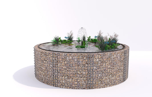 Gabion raised pond, round, outer diameter 262 cm, height 80 cm, mesh size 5 x 5 cm, wall thickness 15 cm