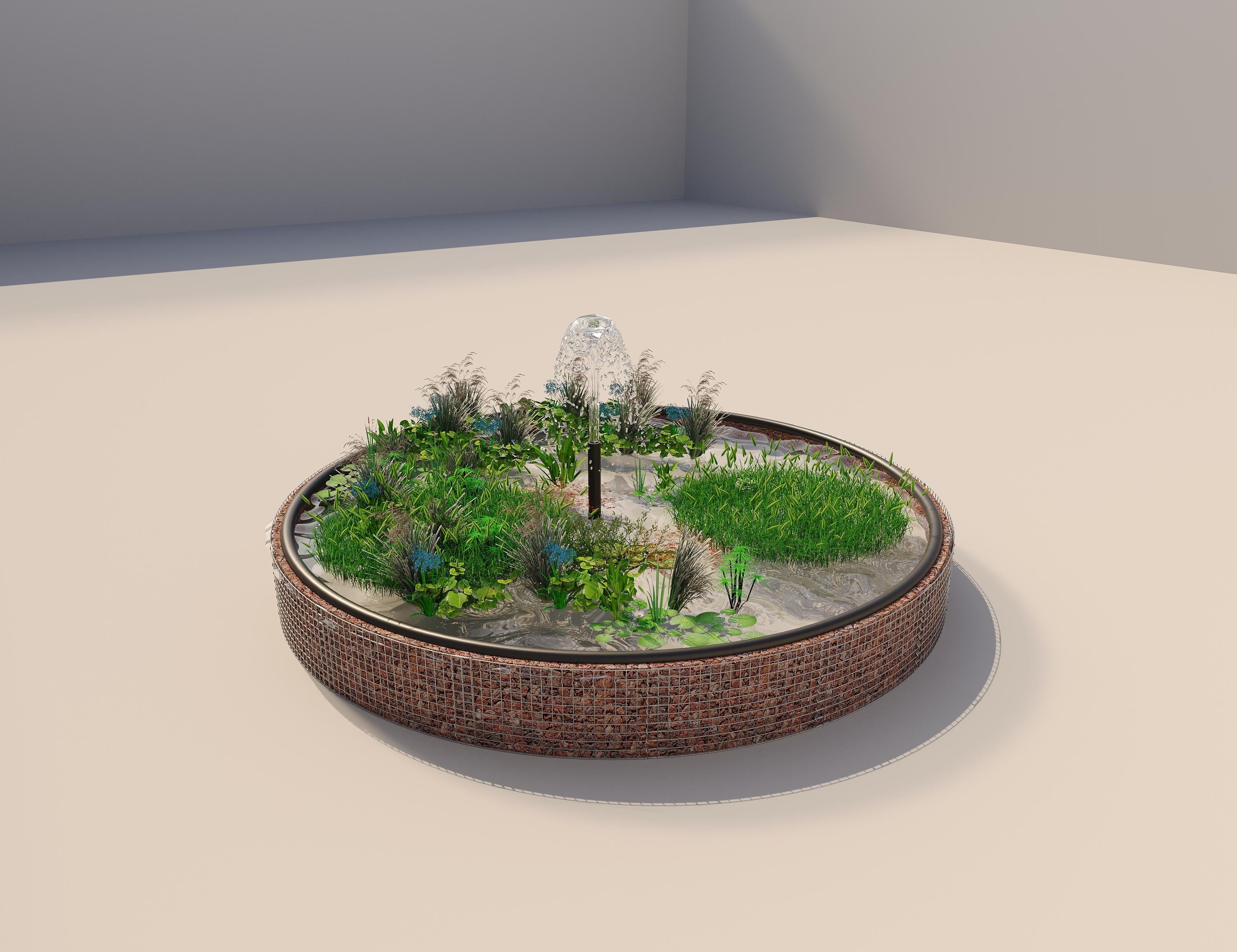 Gabion verhoogde vijver, rond, buitendiameter 472 cm, hoogte 50 cm, maaswijdte 5 x 5 cm, wanddikte 15 cm