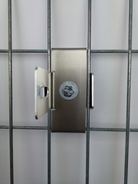 Abrazadera con soporte para valla, malla 5 x 10 cm, aluminio