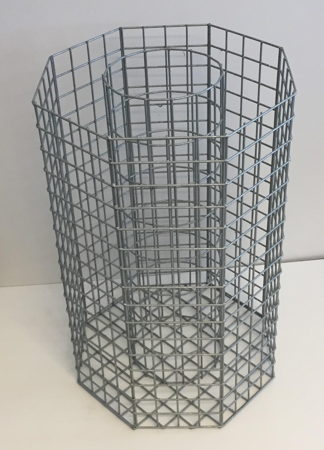 Columna de flor octogonal, altura 82 cm, MW 5 x 5 cm, galvanizada en caliente incl. maceta