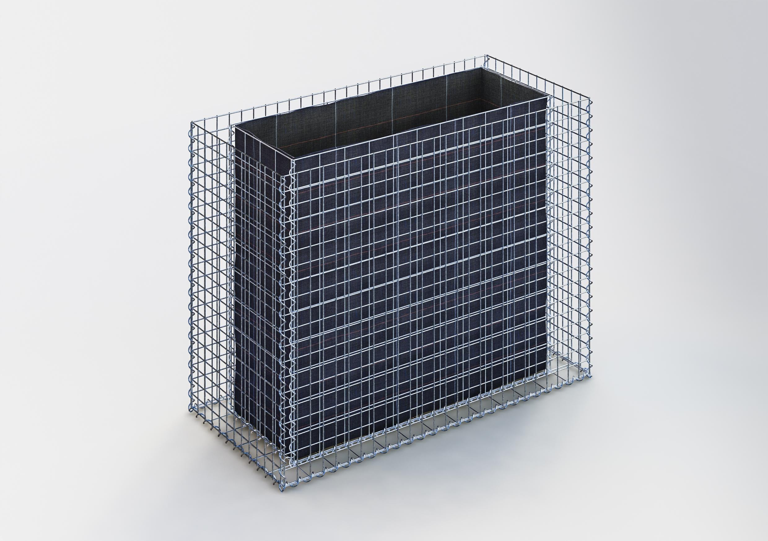 Högbädd, fyrkantig 130 cm x 100 cm x 60 cm (L x H x D), maskstorlek 5 x 5 cm, väggtjocklek 10 cm