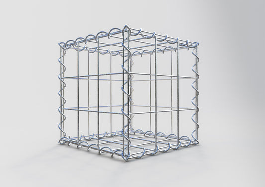 Schanskorf 30 cm x 30 cm x 30 cm (L x H x D), maaswijdte 10 cm x 10 cm, spiraalvormig