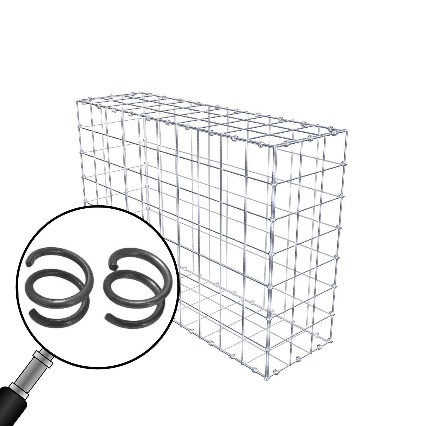 Juego de 20 anillas en espiral galvanizadas - conexión estable para gaviones y malla metálica
