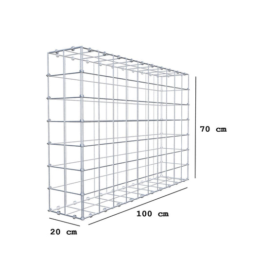 Gabião 100 cm x 70 cm x 20 cm (C x A x P), malhagem 10 x 10 cm, anel espiral