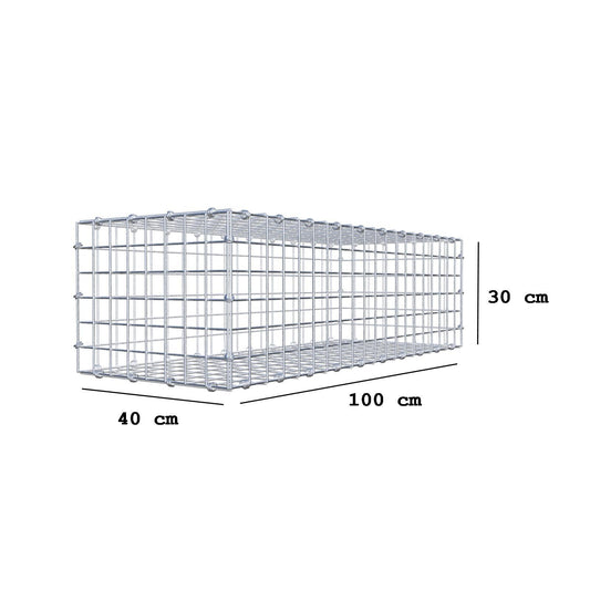 Gabião 100 cm x 30 cm x 40 cm (C x A x P), malhagem 5 x 5 cm, anel espiral