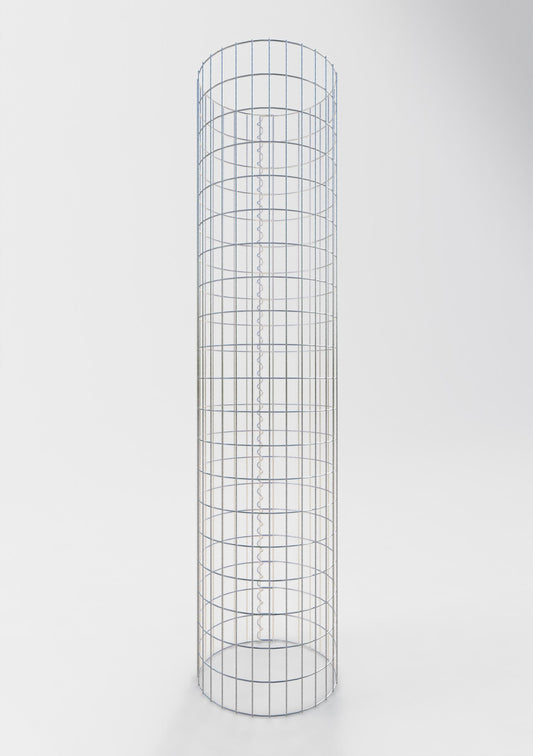 Schanskorfzuil rond 47 cm diameter, 200 cm hoogte, maaswijdte 5 cm x 10 cm