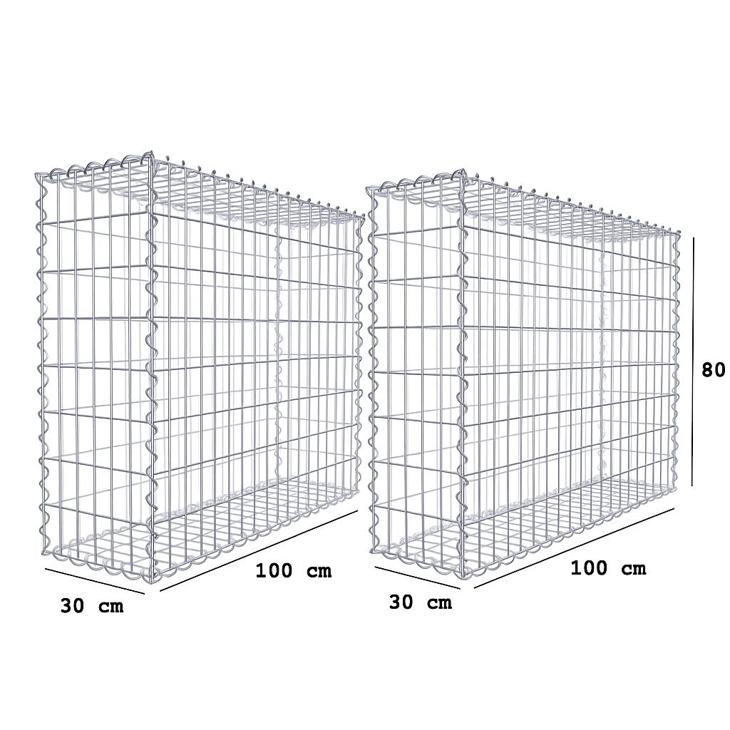 Set van 2 schanskorven 100 x 80 x 30 cm (L x H x D), maaswijdte 5 x 10 cm, spiraalsluiting, draaddikte 4,5 mm