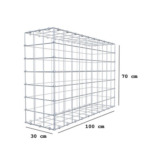 Gabião 100 cm x 70 cm x 30 cm (C x A x P), malhagem 10 x 10 cm, anel espiral