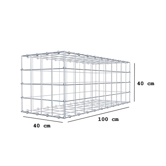 Gabião 100 cm x 40 cm x 40 cm (C x A x P), malhagem 10 x 10 cm, anel espiral