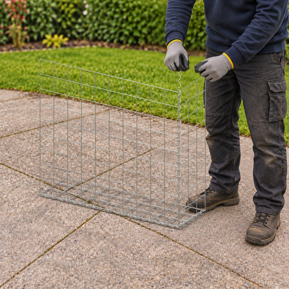 Gabion 100 cm x 90 cm x 30 cm (L x H x D), maskestørrelse 10 cm x 10 cm, spiral