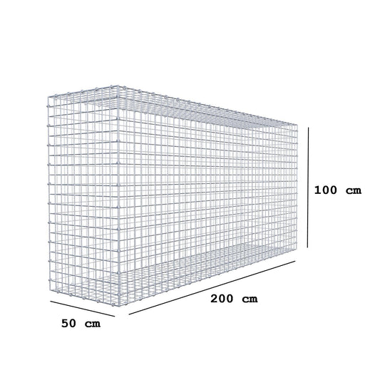 Gabion 200 cm x 100 cm x 50 cm (L x H x P), mailles 5 x 5 cm, anneau en spirale