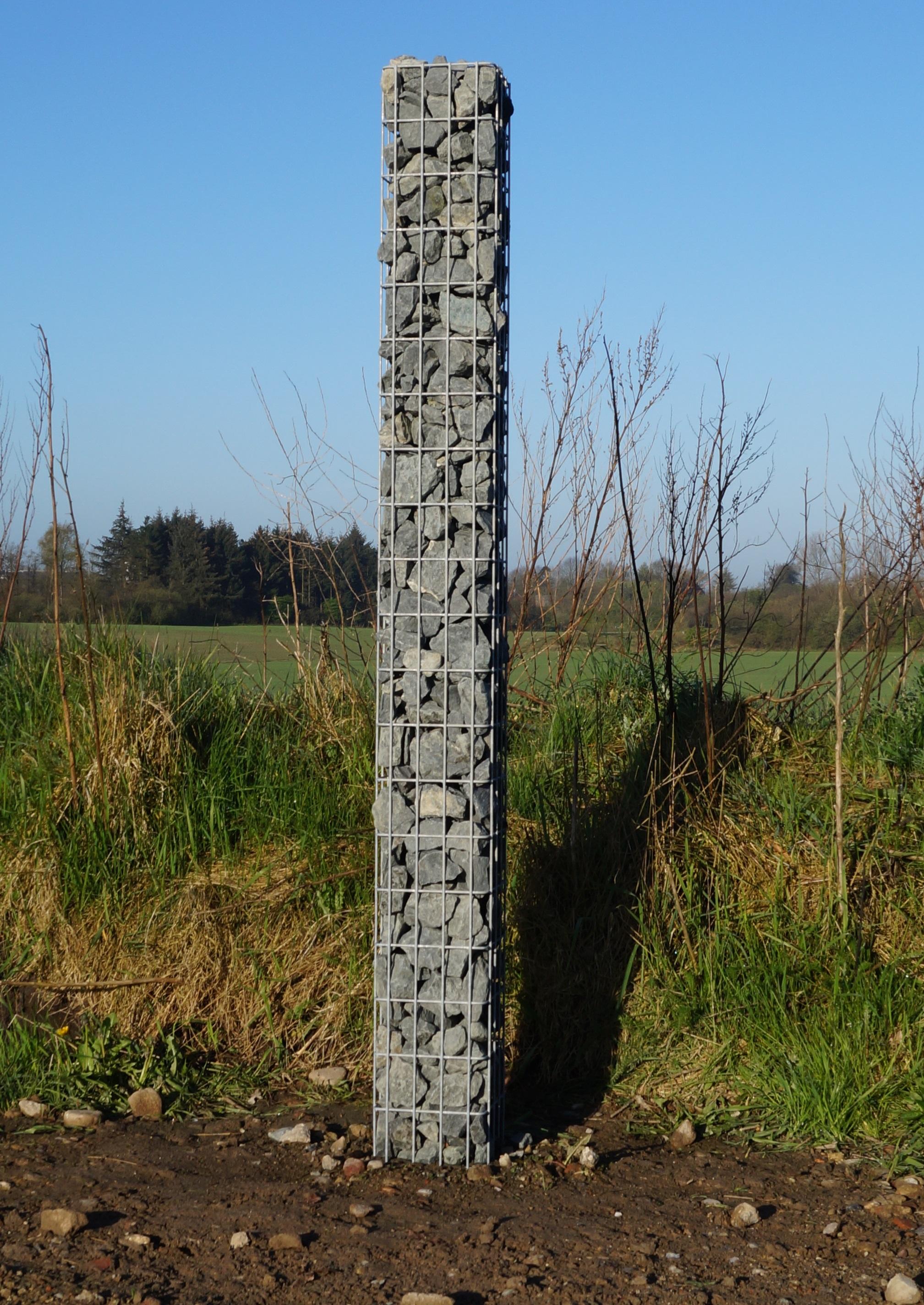 Coluna de gabião quadrada galvanizada a quente, 22 cm x 22 cm, 200 cm de altura, malha 5 cm x 10 cm