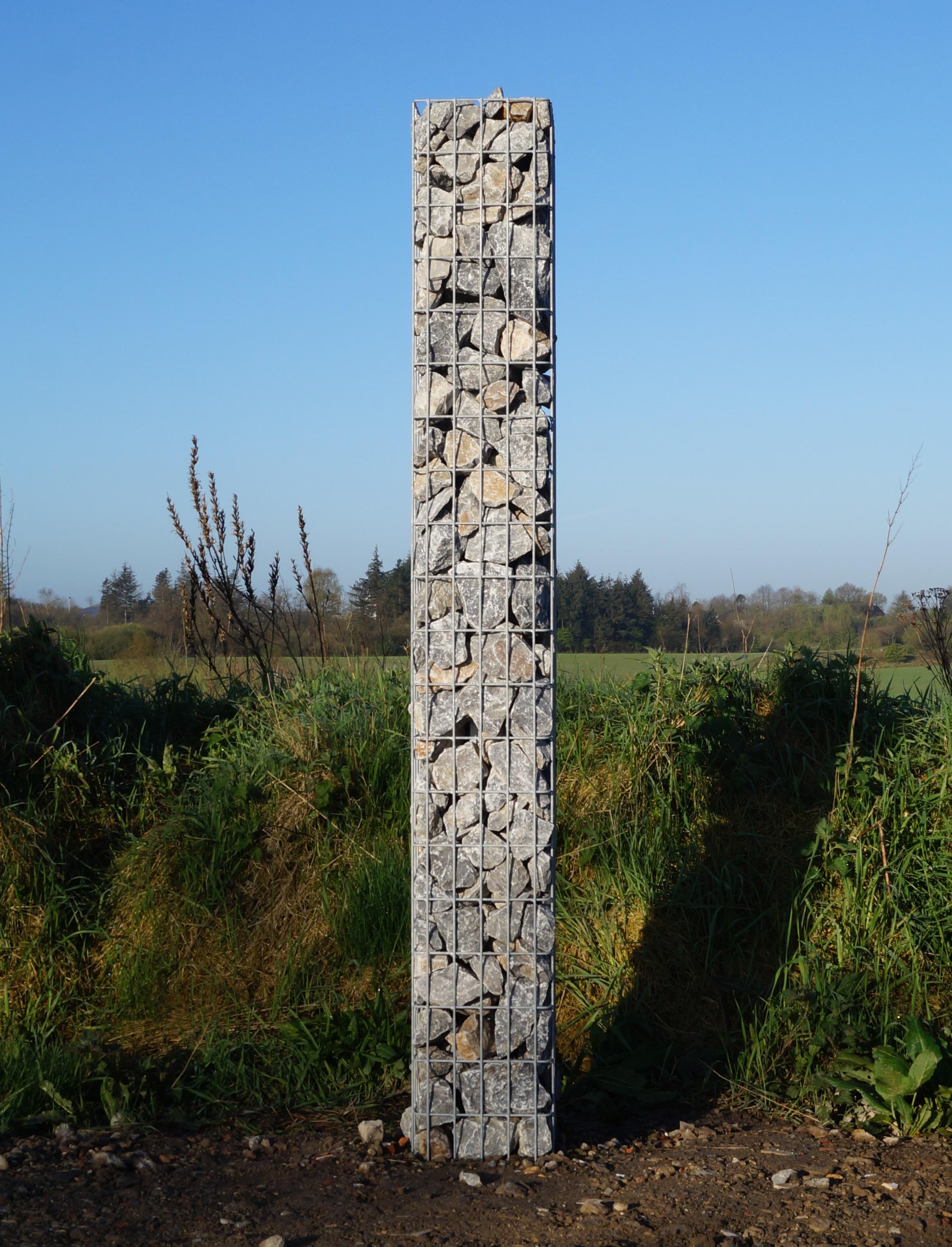 Coluna de gabião quadrada galvanizada a quente, 27 cm x 27 cm, 200 cm de altura, malha 5 cm x 10 cm