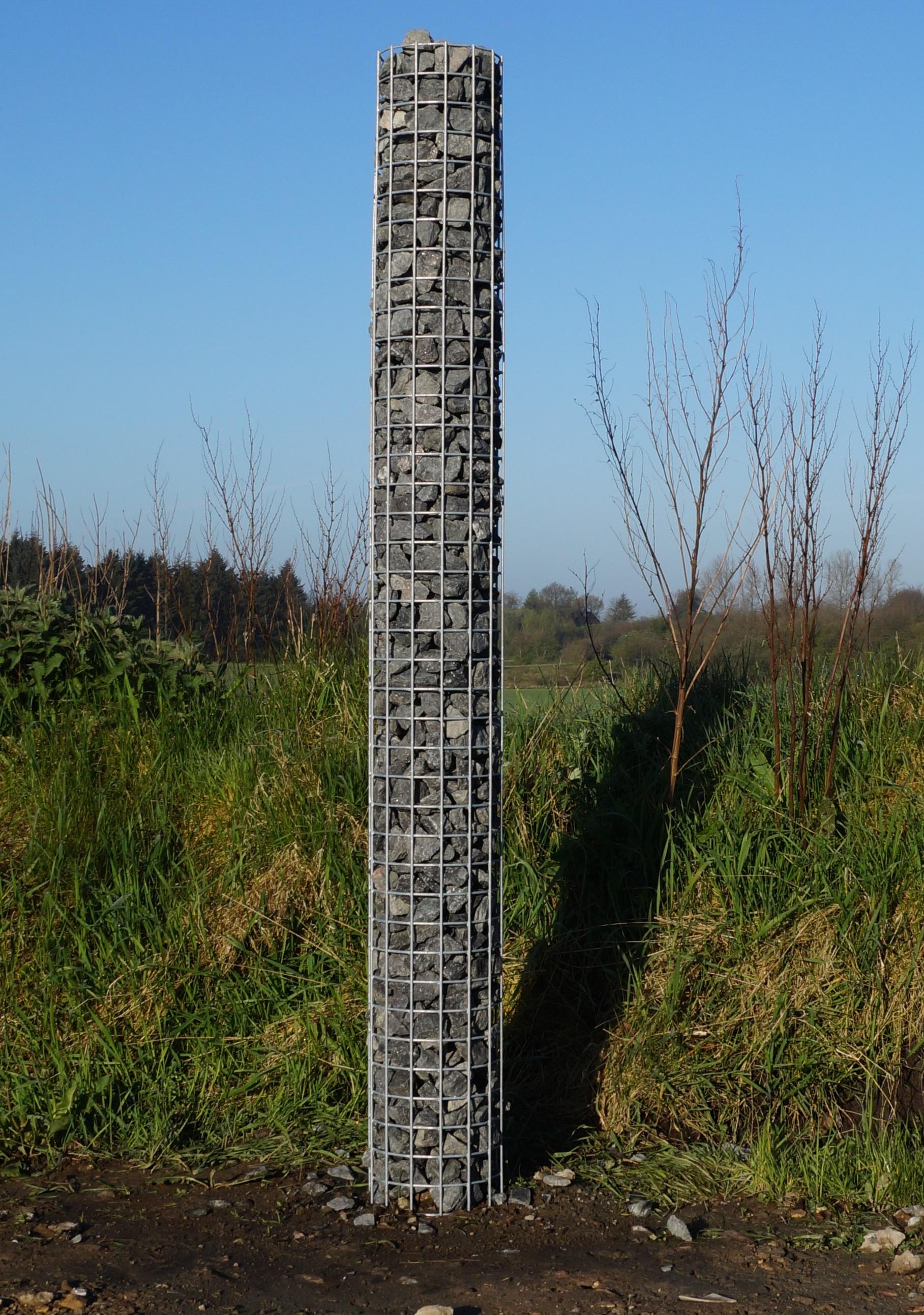 Coluna de gabião redonda galvanizada a quente, diâmetro 22 cm, altura 200 cm, malha 5 cm x 5 cm