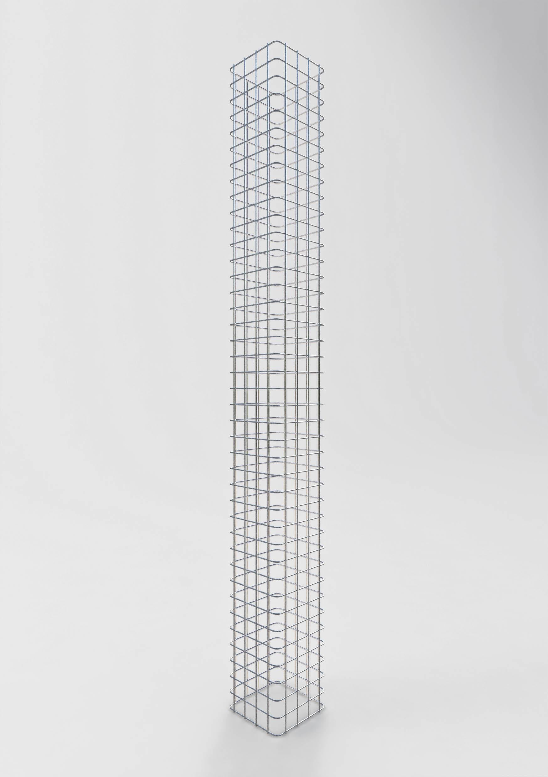 Coluna de gabião quadrada galvanizada a quente, 22 cm x 22 cm, 200 cm de altura, malha 5 cm x 5 cm