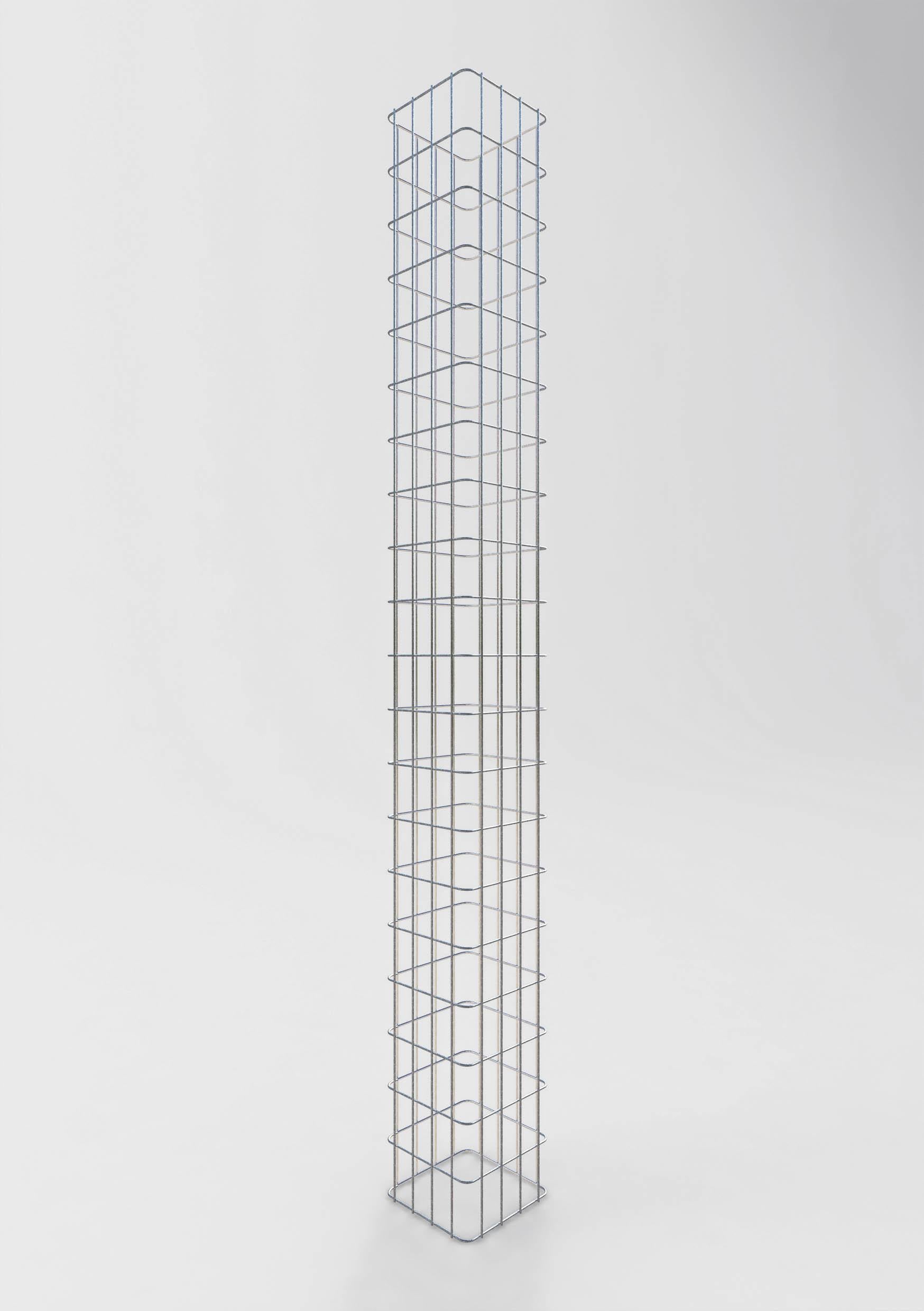 Coluna de gabião quadrada galvanizada a quente, 22 cm x 22 cm, 200 cm de altura, malha 5 cm x 10 cm