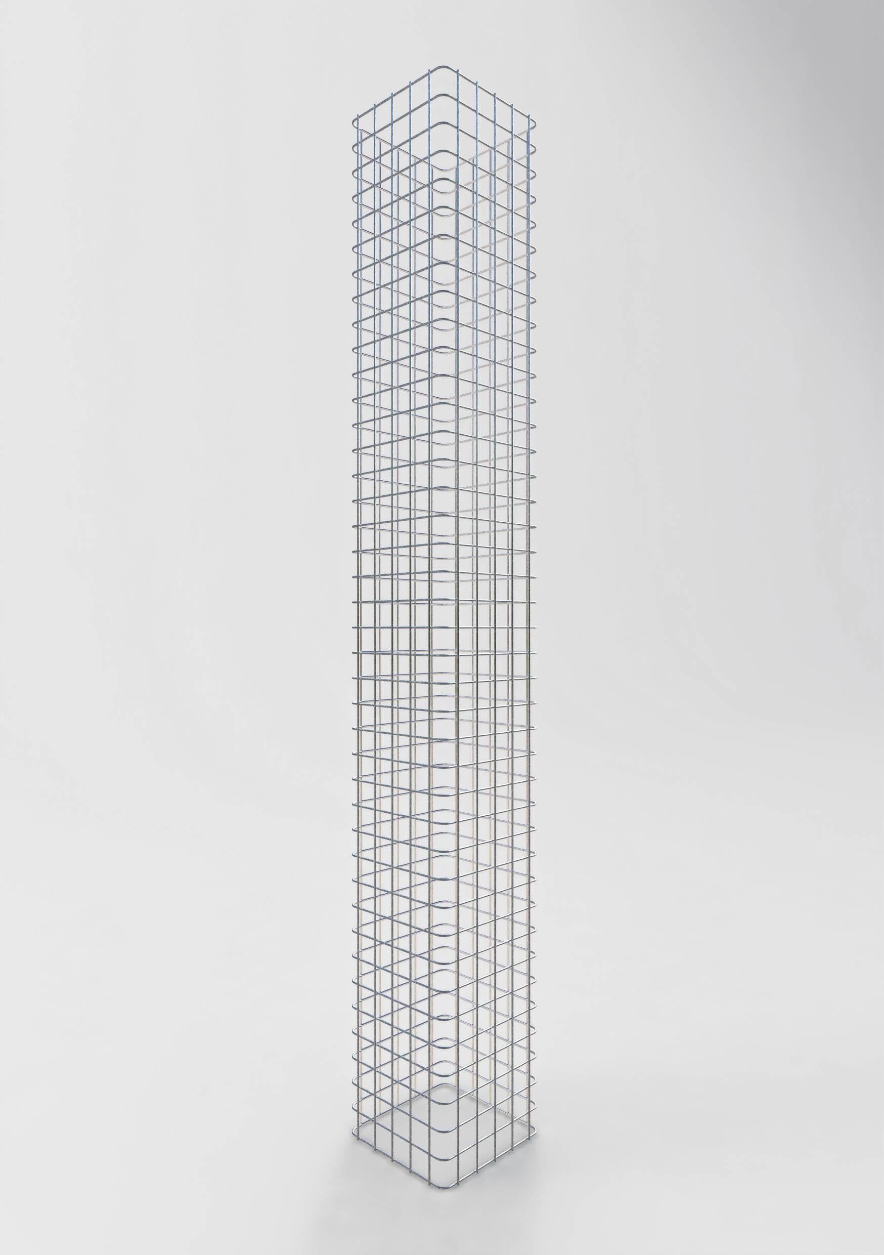 Coluna de gabião quadrada galvanizada a quente, 27 cm x 27 cm, 200 cm de altura, malha 5 cm x 5 cm