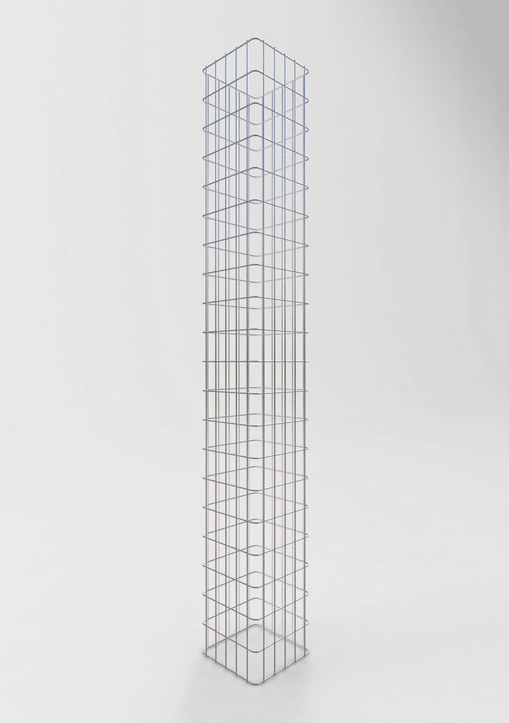 Coluna de gabião quadrada galvanizada a quente, 27 cm x 27 cm, 200 cm de altura, malha 5 cm x 10 cm