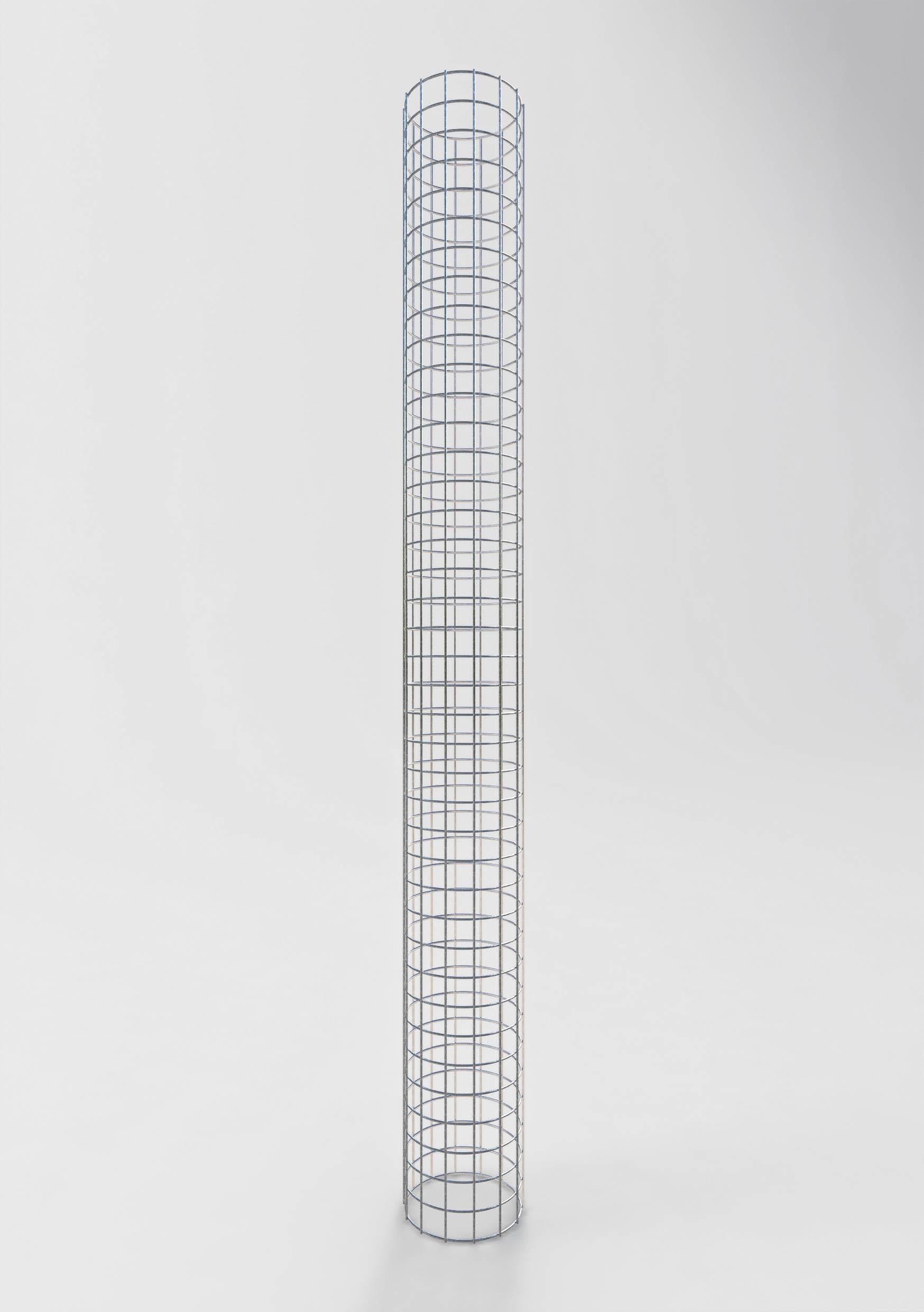 Coluna de gabião redonda galvanizada a quente, diâmetro 22 cm, altura 200 cm, malha 5 cm x 5 cm