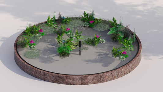 Gabionen Hochteich rund, Außendurchmesser 322 cm, Höhe 50 cm, Maschenweite 5 x 5 cm, Wandstärke 15 cm