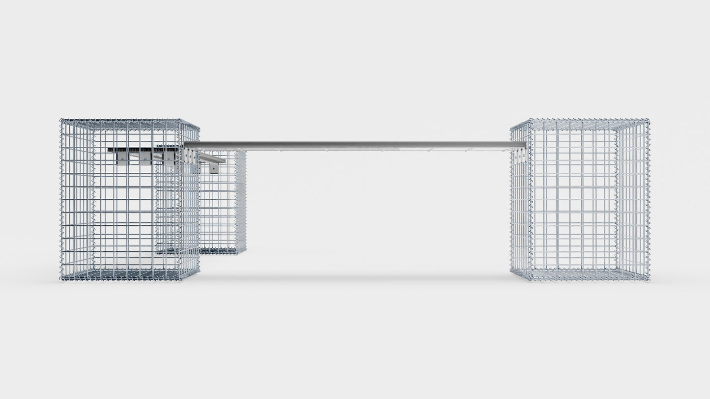 Tuinbank 3 spiraalvormige schanskorven - 205 x 60 x 40 cm (L x H x D) MW 5 x 5 cm, met gerecycled bovenblad in antraciet