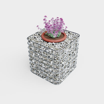 Blumensäule Höhe 42 cm Grundfläche 42 x 42 cm MW 5 x 5 cm, feuerverzinkt inkl. Topf rund - braun