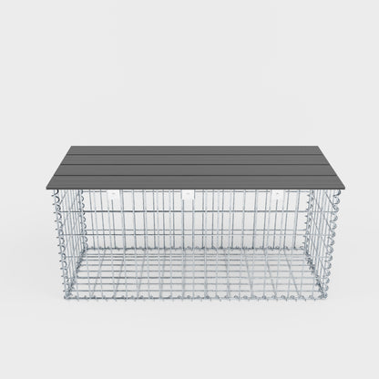 Panchina da giardino a spirale in gabbione 105 x 50 x 50 cm - MW 5 x 10 cm, con piano riciclato in antracite