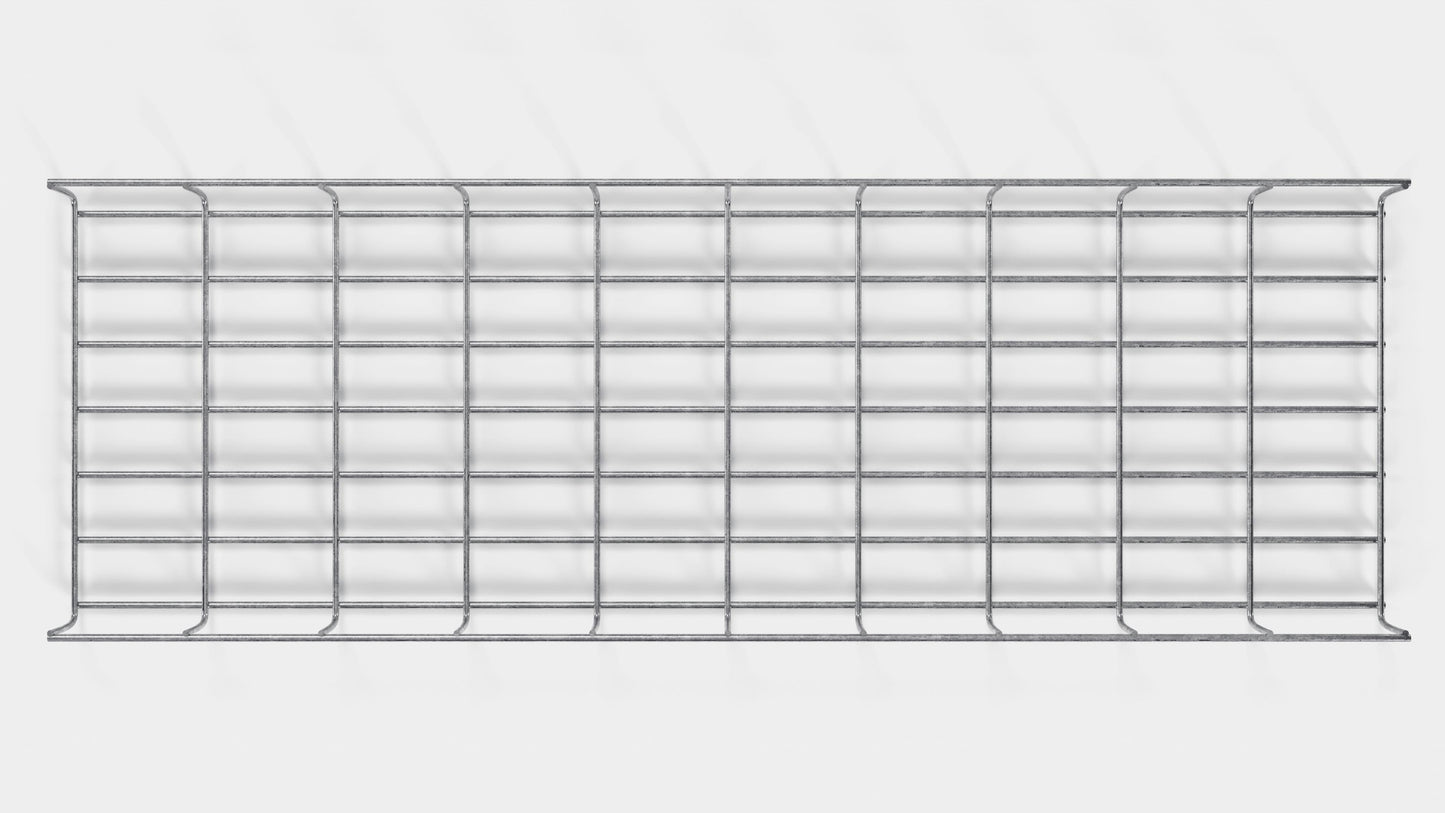 Comprimento do duto de cabos 29 cm, profundidade 5 cm, tamanho da malha 5 x 10 cm
