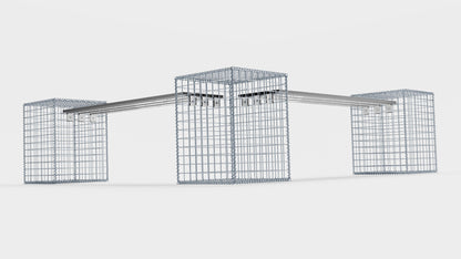 Tuinbank 3 spiraalvormige schanskorven - 205 x 60 x 40 cm (L x H x D) MW 5 x 5 cm, met gerecycled bovenblad in antraciet