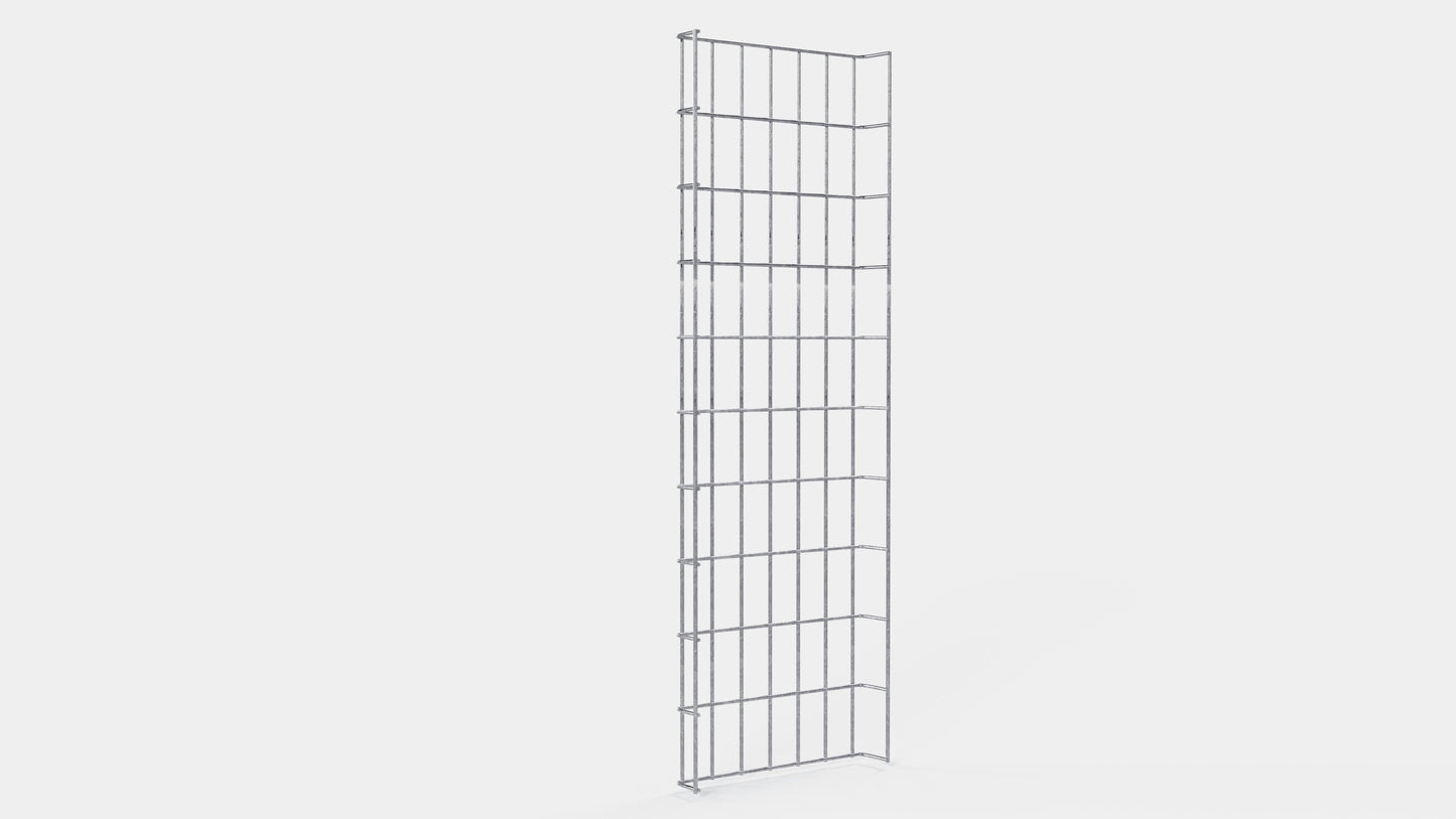 Comprimento do duto de cabos 29 cm, profundidade 5 cm, tamanho da malha 5 x 10 cm