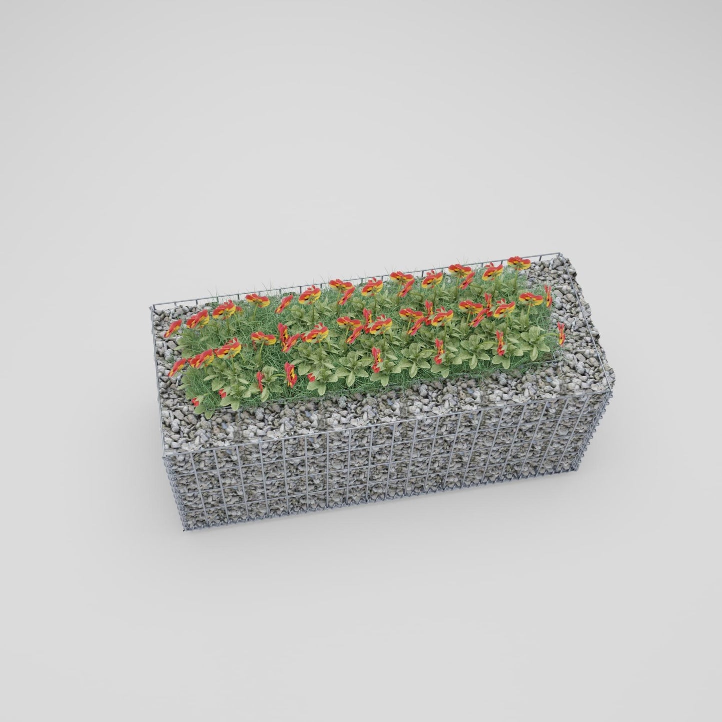 Högbädd, fyrkantig 100 cm x 40 cm x 40 cm (L x H x D), maskstorlek 5 x 10 cm, väggtjocklek 10 cm