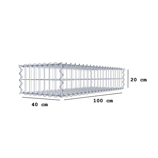 Gabion 100 cm x 20 cm x 40 cm (L x H x D), maskstorlek 5 cm x 10 cm, spiral
