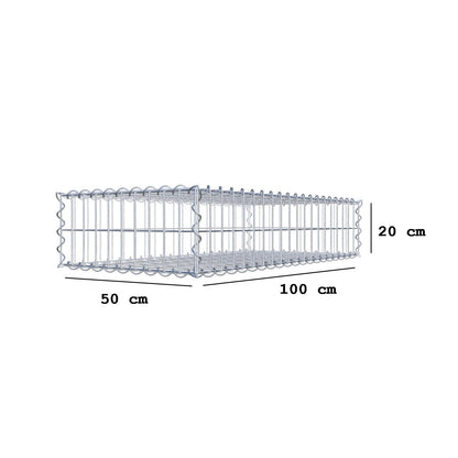 Gabbione 100 cm x 20 cm x 50 cm (L x H x P), maglia 5 cm x 10 cm, spirale