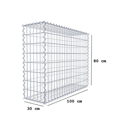Gabion 100 cm x 80 cm x 30 cm (L x H x D), mesh size 5 cm x 10 cm, spiral